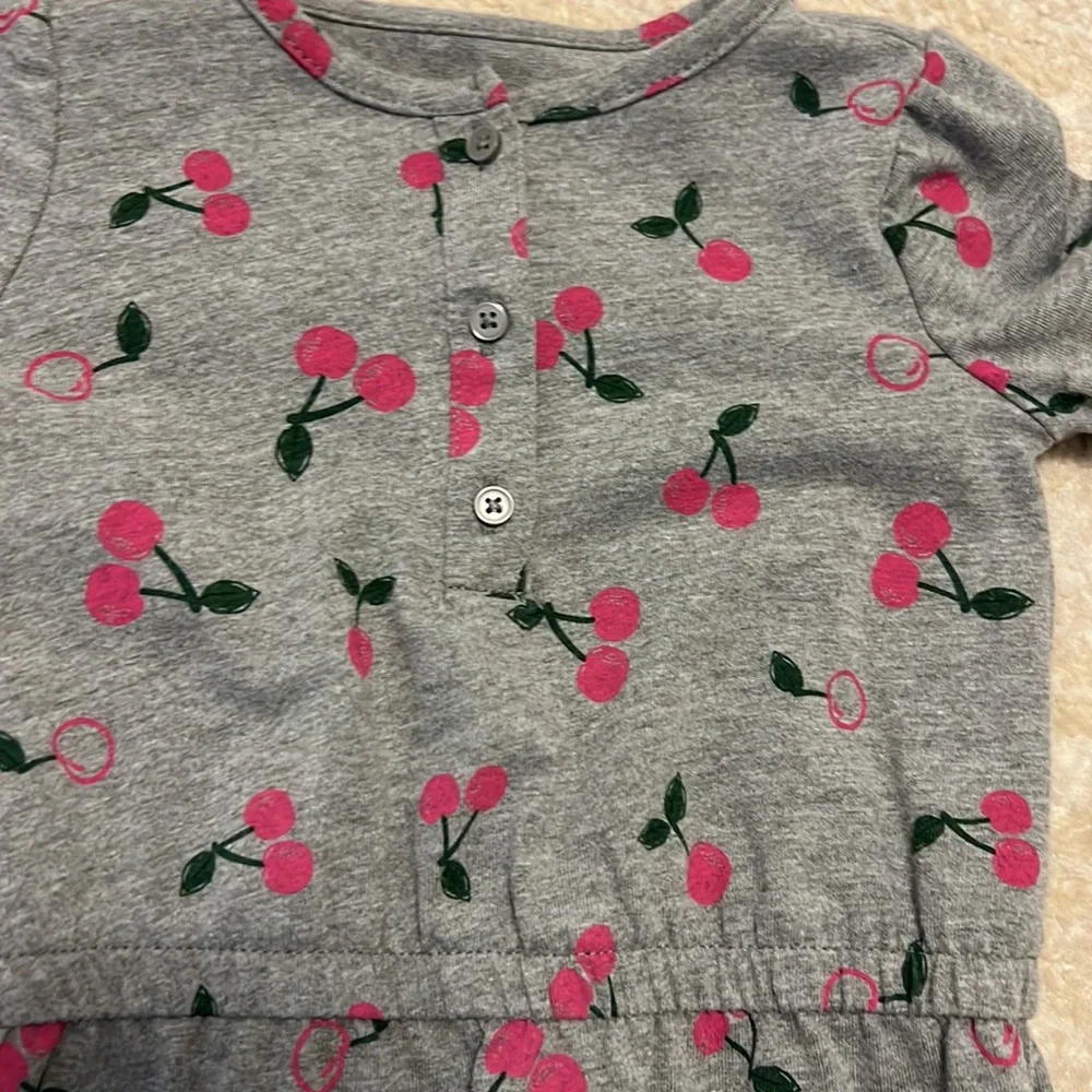 Baby Girls Just For One Carters Gray Cherry Jumpsuit! Never worn!